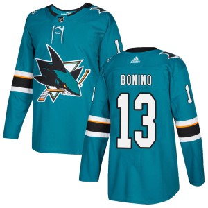 Men's San Jose Sharks Nick Bonino Adidas Authentic Home Jersey - Teal