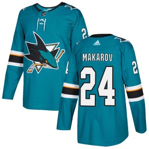 Men's San Jose Sharks Sergei Makarov Adidas Authentic Home Jersey - Teal