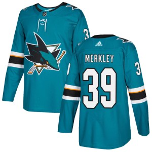 Men's San Jose Sharks Nicholas Merkley Adidas Authentic Home Jersey - Teal