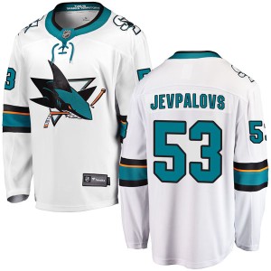 Men's San Jose Sharks Nikita Jevpalovs Fanatics Branded Breakaway Away Jersey - White