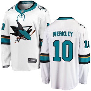 Men's San Jose Sharks Nick Merkley Fanatics Branded Breakaway Away Jersey - White