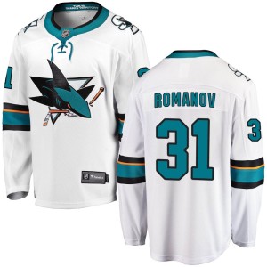 Men's San Jose Sharks Georgi Romanov Fanatics Branded Breakaway Away Jersey - White