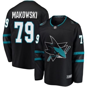 Youth San Jose Sharks David Makowski Fanatics Branded Breakaway Alternate Jersey - Black