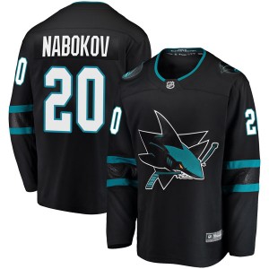 Youth San Jose Sharks Evgeni Nabokov Fanatics Branded Breakaway Alternate Jersey - Black