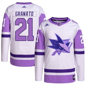 Men's San Jose Sharks Tony Granato Adidas Authentic Hockey Fights Cancer Primegreen Jersey - White/Purple