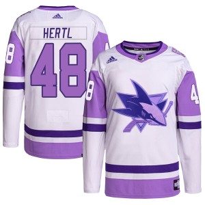 Men's San Jose Sharks Tomas Hertl Adidas Authentic Hockey Fights Cancer Primegreen Jersey - White/Purple