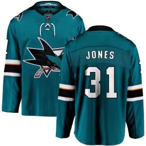 Men's San Jose Sharks Martin Jones Fanatics Branded Home Breakaway Jersey - Teal