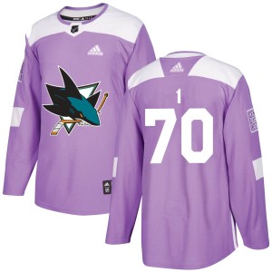 Youth San Jose Sharks Alexander True Adidas Authentic Hockey Fights Cancer Jersey - Purple