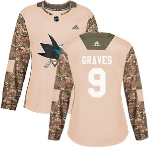Women's San Jose Sharks Adam Graves Adidas Authentic Veterans Day Practice Jersey - Camo