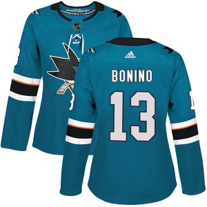 Women's San Jose Sharks Nick Bonino Adidas Authentic Home Jersey - Teal