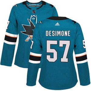 Women's San Jose Sharks Nick DeSimone Adidas Authentic ized Home Jersey - Teal