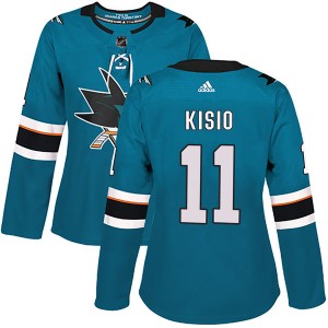 Women's San Jose Sharks Kelly Kisio Adidas Authentic Home Jersey - Teal