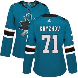 Women's San Jose Sharks Nikolai Knyzhov Adidas Authentic Home Jersey - Teal