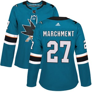Women's San Jose Sharks Bryan Marchment Adidas Authentic Home Jersey - Teal