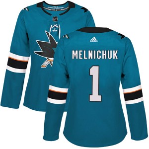 Women's San Jose Sharks Alexei Melnichuk Adidas Authentic Home Jersey - Teal
