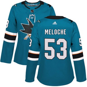 Women's San Jose Sharks Nicolas Meloche Adidas Authentic Home Jersey - Teal