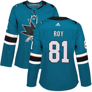 Women's San Jose Sharks Jeremy Roy Adidas Authentic Home Jersey - Teal