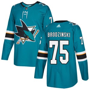 Youth San Jose Sharks Michael Brodzinski Adidas Authentic Home Jersey - Teal
