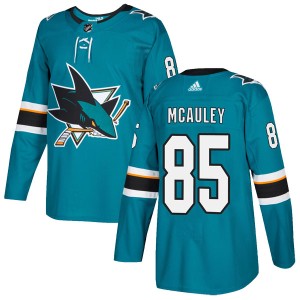 Youth San Jose Sharks Colby McAuley Adidas Authentic Home Jersey - Teal