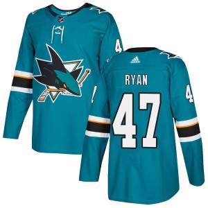 Youth San Jose Sharks Joakim Ryan Adidas Authentic Home Jersey - Teal