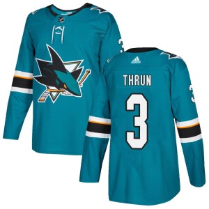 Youth San Jose Sharks Henry Thrun Adidas Authentic Home Jersey - Teal