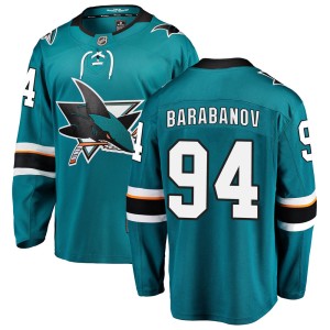 Men's San Jose Sharks Alexander Barabanov Fanatics Branded Breakaway Home Jersey - Teal