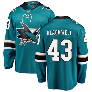Men's San Jose Sharks Colin Blackwell Fanatics Branded Breakaway Teal Home Jersey - Black