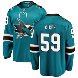 Men's San Jose Sharks Nick Cicek Fanatics Branded Breakaway Home Jersey - Teal