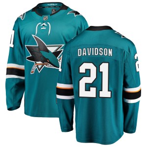 Men's San Jose Sharks Brandon Davidson Fanatics Branded ized Breakaway Home Jersey - Teal