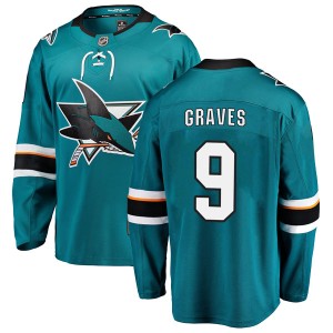 Men's San Jose Sharks Adam Graves Fanatics Branded Breakaway Home Jersey - Teal