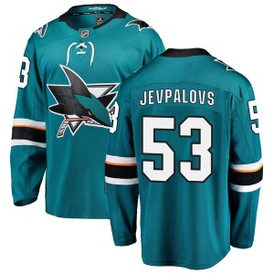 Men's San Jose Sharks Nikita Jevpalovs Fanatics Branded Breakaway Home Jersey - Teal