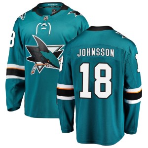Men's San Jose Sharks Andreas Johnsson Fanatics Branded Breakaway Home Jersey - Teal