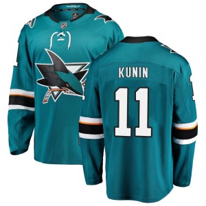 Men's San Jose Sharks Luke Kunin Fanatics Branded Breakaway Home Jersey - Teal