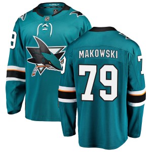 Men's San Jose Sharks David Makowski Fanatics Branded Breakaway Home Jersey - Teal