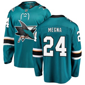 Men's San Jose Sharks Jaycob Megna Fanatics Branded Breakaway Home Jersey - Teal
