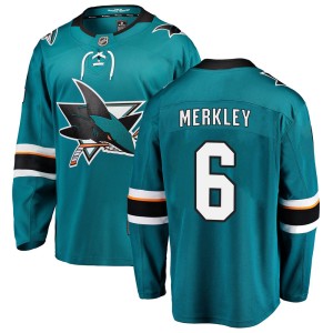 Men's San Jose Sharks Ryan Merkley Fanatics Branded Breakaway Home Jersey - Teal