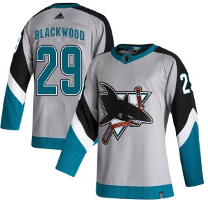 Youth San Jose Sharks Mackenzie Blackwood Adidas Authentic Gray 2020/21 Reverse Retro Jersey - Black