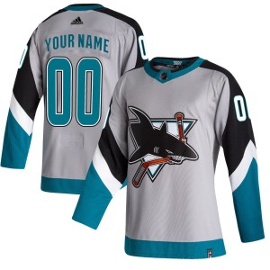 Youth San Jose Sharks Custom Adidas Authentic 2020/21 Reverse Retro Jersey - Gray