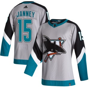 Youth San Jose Sharks Craig Janney Adidas Authentic 2020/21 Reverse Retro Jersey - Gray