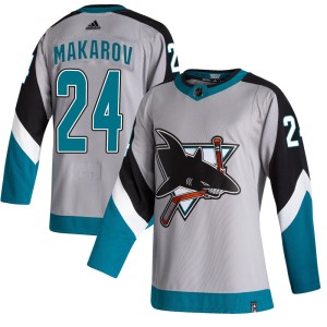 Youth San Jose Sharks Sergei Makarov Adidas Authentic 2020/21 Reverse Retro Jersey - Gray