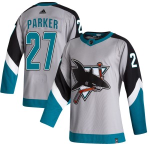 Youth San Jose Sharks Scott Parker Adidas Authentic 2020/21 Reverse Retro Jersey - Gray