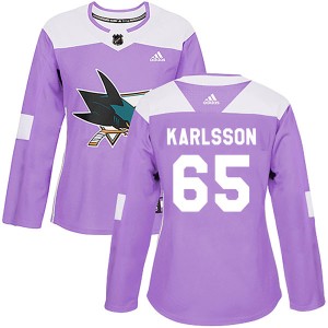 Women's San Jose Sharks Erik Karlsson Adidas Authentic Hockey Fights Cancer Jersey - Purple