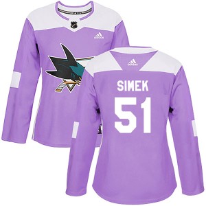Women's San Jose Sharks Radim Simek Adidas Authentic Hockey Fights Cancer Jersey - Purple