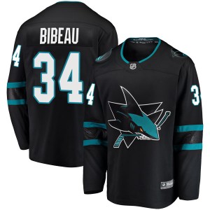 Men's San Jose Sharks Antoine Bibeau Fanatics Branded Breakaway Alternate Jersey - Black