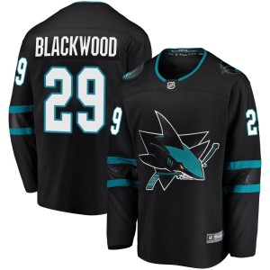 Men's San Jose Sharks Mackenzie Blackwood Fanatics Branded Breakaway Alternate Jersey - Black