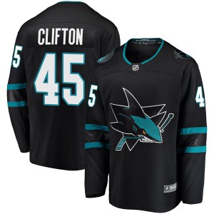 Men's San Jose Sharks Tim Clifton Fanatics Branded Breakaway Alternate Jersey - Black