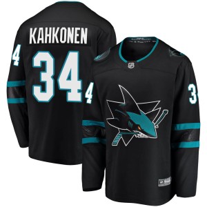 Men's San Jose Sharks Kaapo Kahkonen Fanatics Branded Breakaway Alternate Jersey - Black