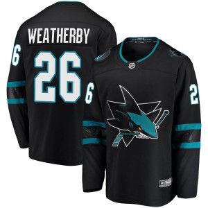 Men's San Jose Sharks Jasper Weatherby Fanatics Branded Breakaway Alternate Jersey - Black