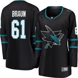 Women's San Jose Sharks Justin Braun Fanatics Branded Breakaway Alternate Jersey - Black