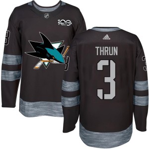 Youth San Jose Sharks Henry Thrun Authentic 1917-2017 100th Anniversary Jersey - Black